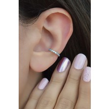 Sacce Scarves & Accessories İnce Zirkon Taşlı Earcuff Sıkıştırmalı Kıkırdak Küpesi Gümüş Renk
