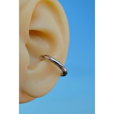 Sacce Scarves & Accessories Büyük Boy Bombeli Düz Halka Model Earcuff Geçirmeli Kıkırdak Küpesi