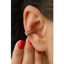 Sacce Scarves & Accessories Renkli Taşlı Earcuff Sıkıştırmalı Kıkırdak Küpesi