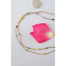 Sacce Scarves & Accessories Multicolor Çok Renkli Iki Sıralı Topçuklu Çelik Halhal Gold Renk