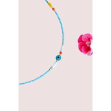 Sacce Scarves & Accessories Mavi Kum Boncuklu Halhal Küçük Nazar Boncuklu Halhal