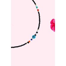Sacce Scarves & Accessories Siyah Kum Boncuklu Halhal Küçük Nazar Boncuklu Halhal