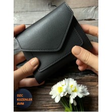 Dzc Kuzenler Avm Kadın Fermuarlı Çıtçıtlı Bozuk Para Bölmeli Cüzdan Kartlık Aksesuar,yılbaşı Hediyesi Siyah