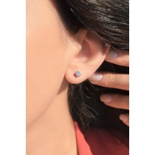 Sacce Scarves & Accessories 3 mm Küçük Boy Tektaş Küpe Gümüş Rengi