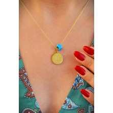 Sacce Scarves & Accessories Mavi Boncuklu Nazar Dualı Kolye Madalyon Kolye