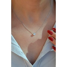 Sacce Scarves & Accessories Zirkon Tektaş Kolye Yuvarlak Tektaş Kolye Gümüş Renkli