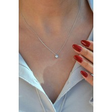 Sacce Scarves & Accessories Zirkon Küçük Tektaş Kolye Oval Tektaş Kolye Gümüş Renkli