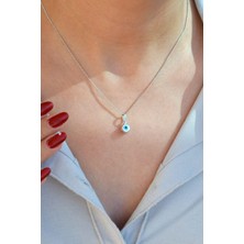 Sacce Scarves & Accessories Gümüş Renkli Nazar Boncuklu Kolye