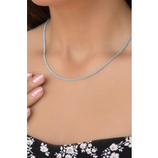 Sacce Scarves & Accessories Gümüş Renkli Işıltılı Çelik Zincir Kolye