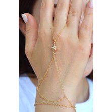 Sacce Scarves & Accessories Gold Renkli Zirkon Taş Kuzey Yıldızlı İnce Zincirli Şahmeran Kadın Aksesuar