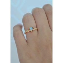 Sacce Scarves & Accessories Minik Mavi Kalpli Prenses Yüzük Çiçekli Eklem Yüzüğü