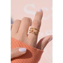 Sacce Scarves & Accessories Ay ve Yıldız Detaylı Yüzük Eklem Yüzüğü Gold