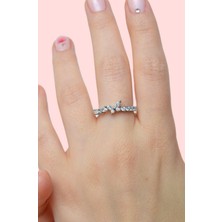 Sacce Scarves & Accessories Ayarlanabilir Taşlı İnce Kelebekli Yüzük Gümüş Renk