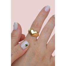 Sacce Scarves & Accessories Bombeli Kalp Model Yüzük Gold Renkli Kalpli Yüzük