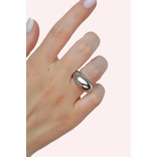 Sacce Scarves & Accessories Yalın Bombeli Yüzük Gümüş Renkli