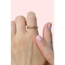 Sacce Scarves & Accessories Ayarlanabilir İnce Zincir Model Yüzük Gold Renk