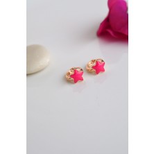 Sacce Scarves & Accessories Pembe Yıldızlı Çocuk Küpe Antialerjik