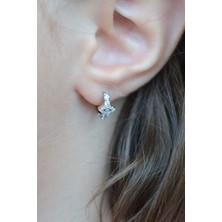 Sacce Scarves & Accessories Zirkon Taşlı Antialerjik Göz Nazar Çocuk Küpesi Halka Model Gümüş Renk