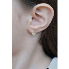 Sacce Scarves & Accessories Zirkon Taşlı Kalpli Çocuk Küpesi Halka Model Altın Rengi