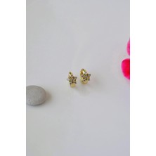 Sacce Scarves & Accessories Zirkon Taşlı Yıldız Çiçek Çocuk Küpesi Halka Model Altın Rengi