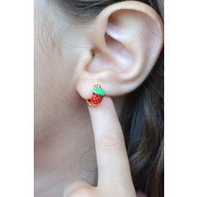 Sacce Scarves & Accessories Kırmızı Çilekli Çocuk Küpesi Antialerjik Çocuk Halka Küpe Çilekli