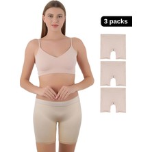 Mikro Fiber Kadın Uzun Boxer 3'lü Özel Paket - Siyah, Beyaz, Ten | S/m, L/xl