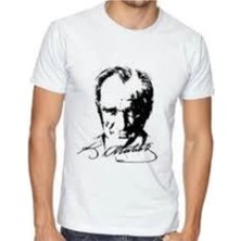Salar Ticaret Unısex Atatürk Baskılı Beyaz Kısa Kollu T-Shirt
