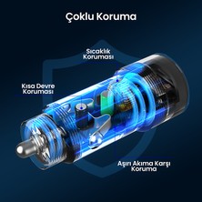 1hora GAR116 Qc3.0 Alüminyum Güvenlik Çekici Araç Şarj Aleti - 18W Hızlı Şarj - Çift Fonksiyonlu USB Şarj ve Güvenlik Çekici - Siyah