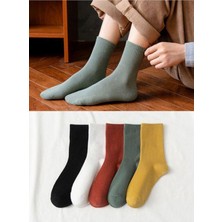 Unisex Renkli 5 Çift Kolej Çorap Seti, Uzun, Kadın Soket Çorap, Desenli Kadın Çorap, Renkli Desenli Kadın Çorap, Kız Çorabı (36-41)