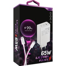 Zuidid CH65 65W 2 Pd + 1 USB Çıkışlı Ultra Hızlı Şarj Cihazı + Pd Kablo