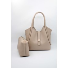 Lasso Kadın Bej Iç Çantalı Retro El ve Omuz Çantası