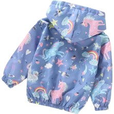 Petityu Su Geçirmez Yağmurluk Unıcorn Çocuk Kapşonlu Kız Mont Çocuk 2-4-6 Yas
