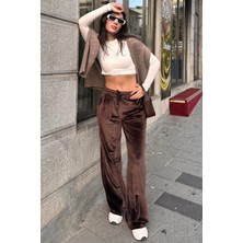 Kahverengi Bol Paça Kadife Pantolon MG2283