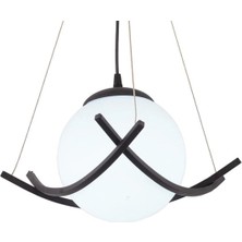 NZL Lighting Modern Tekli Avize Opal Cam Siyah Metal Gövde, Salon Avize, Hol Avize, Mutfak Avize ve Hol Avize