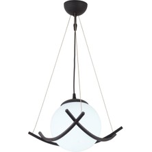 NZL Lighting Modern Tekli Avize Opal Cam Siyah Metal Gövde, Salon Avize, Hol Avize, Mutfak Avize ve Hol Avize