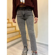 Rossa Mom Fit Boru Paça Likralı Yüksek Bel Jean