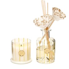 Missi 200 ml Gold Boyalı Cam Şişe Oud Vanilya Oda Kokusu ve Mum Seti