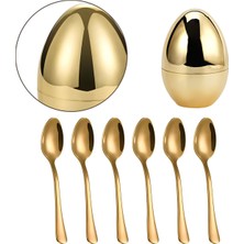 Chavin Çelik 6 Parça Gold Yumurta Çay Kaşık Set cin612sr