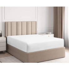 VEROdis Pamuklu Çift Kişilik Lastikli (Fitted) Dokuma Kumaş Çarşaf - Beyaz