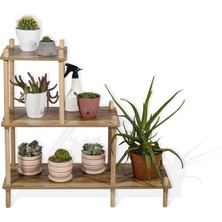 Dekoratif Raflı Ahşap Çiçeklik Saksı Standı Saksılık, Bahçe Balkon Rafı, No 1