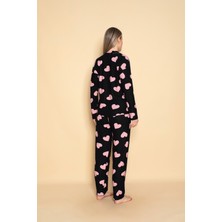 Liliths Dream Kalp Desenli Gömlek Yaka Pijama Takımı