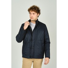 Lucas Erkek Hakim Yaka Fermuar ve Çıtçıt Kapamalı Kaban 4784 Lacivert