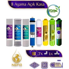 Nefa Tüm Açık Kasalar Için Uyumlu 8 Aşamalı Filtre Seti, Detox, Mineral,alkalin Destekli, 80 Gpd Membran