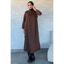 Julude Boydan Düğmeli Cepli Tesettür Elbise