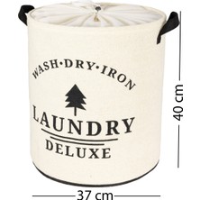 Rope Home Laundry Baskılı Fileli Havlu Kıyafet Kirli Çamaşır Sepeti 37 x 40