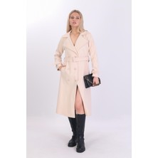Arzu Has Butik Yeni Sezon Kruvaze Yaka Astarlı Ithal Kaşe Kaban