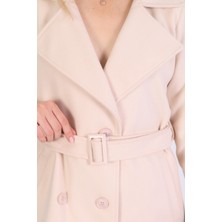 Arzu Has Butik Yeni Sezon Kruvaze Yaka Astarlı Ithal Kaşe Kaban