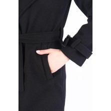 Arzu Has Butik Yeni Sezon Kruvaze Yaka Astarlı Ithal Kaşe Kaban