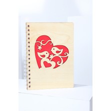 Guetta Kuş  Desenli Ahşap Kapaklı A5 Kareli Defter