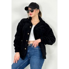 Lost Wintage Hırka Bay/bayan  Pamukluvwelsoft Peluş Düğmeli Çift Cepli Oversıze Ceket
